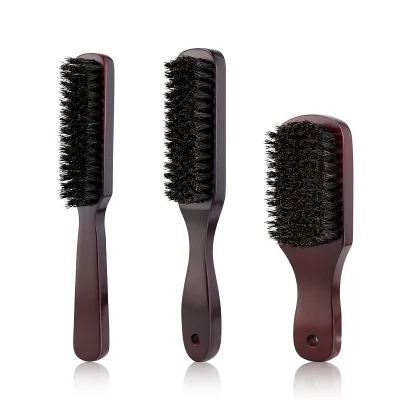 Portable Wood Handle Beard & Mustache Grooming Brush Mens Facial Hair Cleaning Comb with Durable Bristle Material