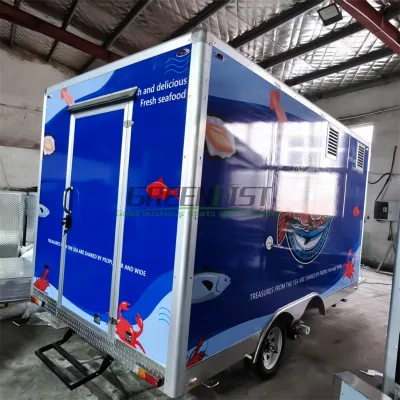 Mobile Food Trailer Aluminum Customizable Capacity Outdoor Use Griddle Rust Resistant Easy Assembly Snack Food