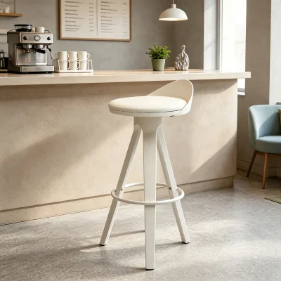 Wholesale Modern Upholstered Bar Stool Padded Seat Plastic Legs Footrest Counter Height Chair Hotel Commercial Use Kitchen Cafe