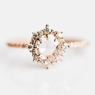 Natural Pink Color Crystal Natural Rose Quartz Jewelry Gold Filled Gemstone 925 Silver Ring Sets