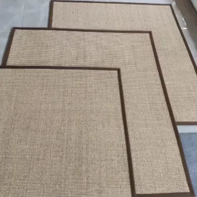 Handmade Natural Fibre Jute Rugs Hotel Home Decor Textile Indian Jacquard Loop Pile Bradded Jute Carpet Rug Cotton Mixed Jute