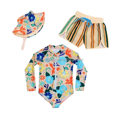 Wholesale High Quality Luxury Products UPF50+ Chlorine Kids Swimwear Boys Rashies Swimsuit Board Shorts Bikini Hats