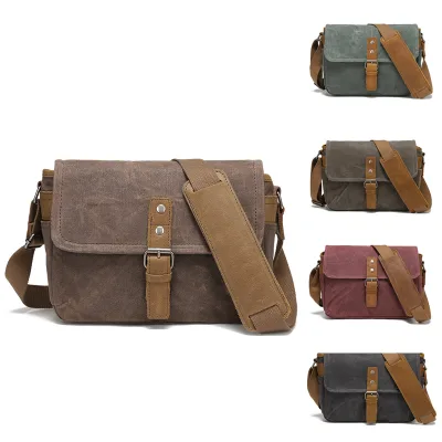 Wholesale Retro Casual Messenger Bag Waxed Canvas with Removable Padding Portable Photo Digital Camera Bags