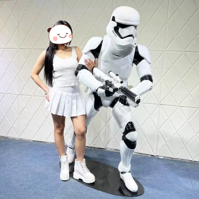 K560 Large Black Warrior Star Figure Wars Solider Stormtrooper Sculpture for Cinema Bar Home Art Decor White War Soldier Statues