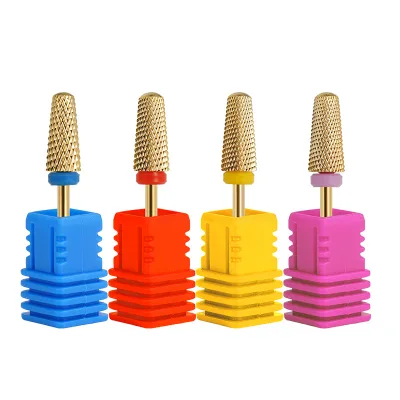 High End Cross Cut Tapered Carbide Nail Drill Bit Gold Coating Acrylic Gel Removal Manicure Pedicure Nail Art Tool Custom Logo