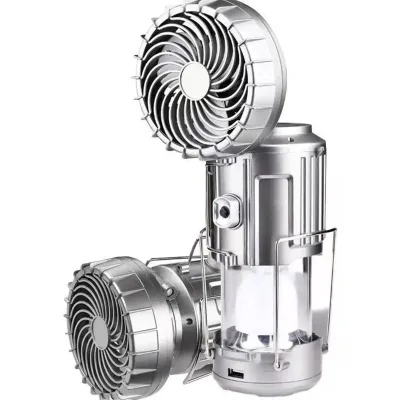 Multifunctional Camping Lantern with LED Bulb and Fan for Hiking and Outdoor Activities