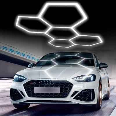 2024 Best High Brightness LED Light for Showroom Cars New Hexagon Garage Lighting for Beauty Garages and Parking Luminaires