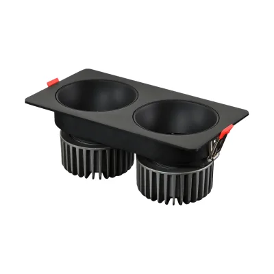 Modern Design 2x7W/12W/15W/20W Aluminum Anti-Glare LED Recessed Ceiling Spotlight Double Head Square Black IP20 Home Hotel