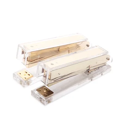 Office Accessories Stationery Small Size Transparent and Gold Color Paper Stapler