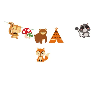 12pcs Woodland Animals 'Happy Birthday' Letter Banner for Kids' Forest Themed Birthday Party and More