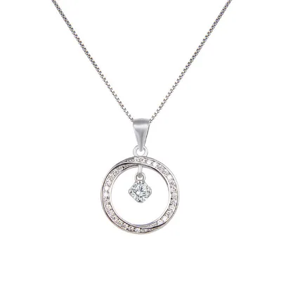 Japanese Korean Style Fashionable Full Diamond Jewelry S925 Pure Silver Diamond Set Heart Lock Bone Chain Pendant Necklace