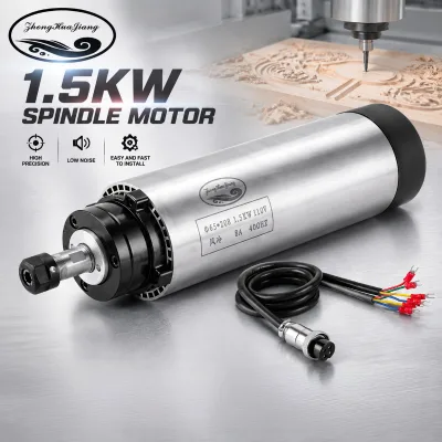 65mm 1.5KW Air Cooled CNC Spindle Motor ER11 24000rpm High Runout Accuracy for PCB Milling Wood Carving Machine Tool