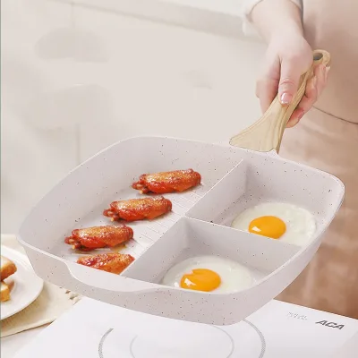 Breakfast Frying Pan,3 Section Divided Nonstick Skillet,Egg,Pancake,Bacon-Compatible with All Stove