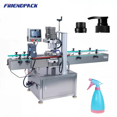 UPK Full Automatic Synchronous Belt Capping Machine Water Dropper Perfume Bottle Capping Machine with Four-Wheel Capping Head