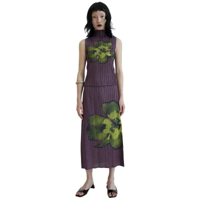 Women's Pleated Casual Women's T-shirt Skirt Two-piece Fit Fashion Summer 2023 New Pleated Skirt 2-piece Set