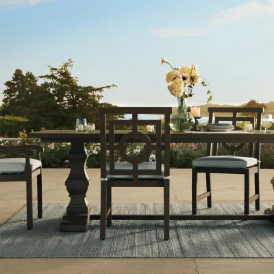 All-Weather Outdoor Dining Table with High-Strength Aluminum Top Contemporary Design for Hotels Metal Fabric Materials