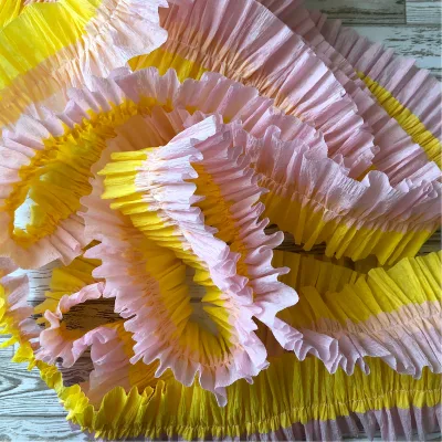 Ruffled Crepe Paper Streamers Pink Lemonade Bright Party Streamers for Birthday Backdrop Rainbow Party Decor