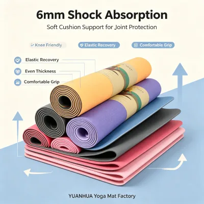 OEM TPE Yoga Mat Anti Slip Double Sided Exercise Mat Extra Thick 6mm Cushioned Fitness Mat Bulk Supply Factory