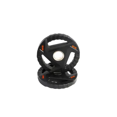 Wholesale Gym Fitness Equipment Three Handles Tri Grip Three Holes PU Coated Weight Plates Discs