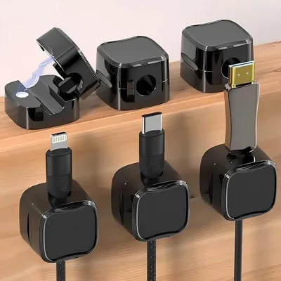 Magnetic Cable Clips Cord Holder Under Desk Cable Management Adhesive Wire Holder Organizer for Home Office Desk Phone Car