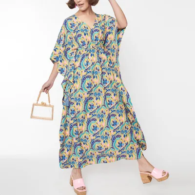 Aschulman Custom Summer Luxury Kaftan Designs 2025 Dresses Vintage Printing Caftan Femme Marocain for Women