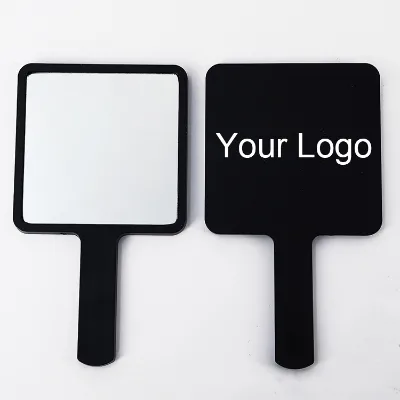 Custom Logo Packaging Box Lighted Personalized Single Sided Handheld Cosmetic Mirror Private Label