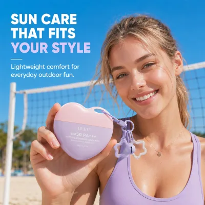 Private Label OEM Heart Shape Icodone Barrier Repair Sunscreen 40g UV Protection Barrier Lotion SPF50 Portable Pendant Accessory