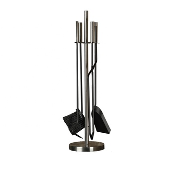 Fireplace Tools Set 5 Pieces Indoor Fireside Accessories Large Fire Place Tool Set Outdoor Holder Fire Kit Stand