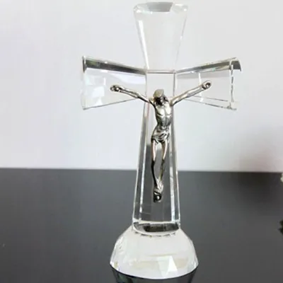 MH-15044 Crystal Jerusalem Cross Religious Crosses Glass Crystal Cross with Jesus