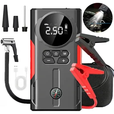 Emergency Starting Power Supply Air Pump All-in-one Machine Car Power Bank Jump Starter Vehicle Igniter High-intensity 8000mAh