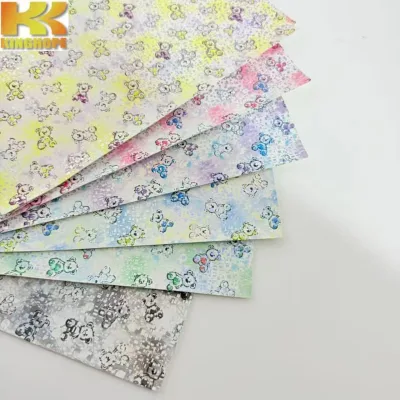 Hot Stamping Bear Pattern Embossed Cuero Artificial Leather Customs Colors for Shoes Upper/ Bags/ Upholstery