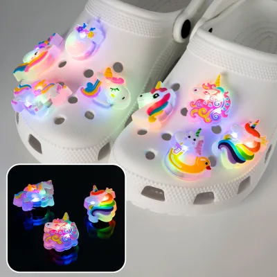Fashion New Arrivals Led Bracelet Shoe Charm Plastic Soft Colorful Cartoon Anime 3D Character Old Cartoon unicorn Shoe Charms