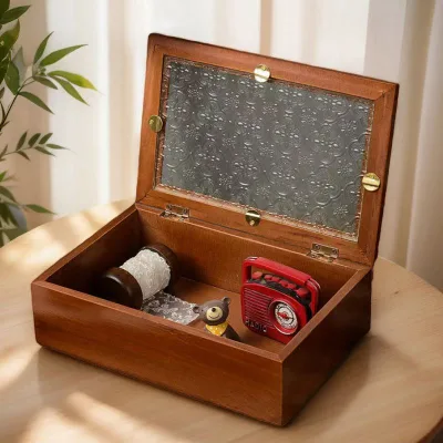 High-Grade Wooden Rectangular Dressing Table Desktop Jewelry Storage Box Modern Exquisite Clutter Storage Case