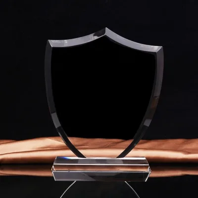 Honor of Crystal Wholesale UV Colour Printing logo Blank Shield Crystal Diamond Awards Trophies for Army Memorial Gift