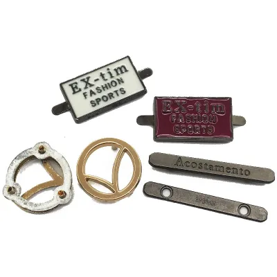 Thin Brushed Metal 3D Embossed Die Casting Silk Screen Printed Rectangle Custom Shape Eco-Friendly Logo Labels for Bags Shoes