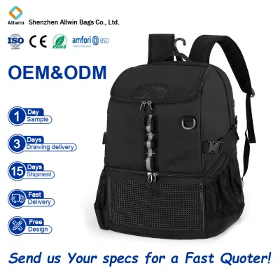 Durable Sports Gear Bag for Basketball & Soccer Equipment with Mesh Ball Pocket Shoe Compartment-Gym Training Outdoor Activities