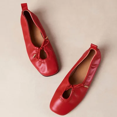 Soft Genuine Leather Ballerinas With Bow Wedding Flats for Guests Cushion Shoes