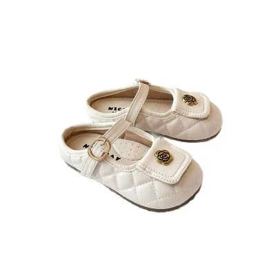 Summer Beige Black Silver Children's Floral Toe Sandals Girls' Princess Floral Baby Shoes for Soft Bottom Half Slippers