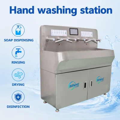 Electric New SUS304 Stainless Steel Automatic Hand Wash Dry Disinfection Machine Soap Rinsing Drying Disinfecting Four Steps