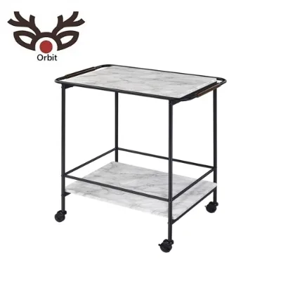 Metal Storage Cart with Utility Handle Kitchen Island Trolley Cart