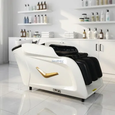 Wholesale Beauty Salon Semi-reclining Shampoo Chair Ceramic Basin High-Density Sponge Modern Portable Hotel