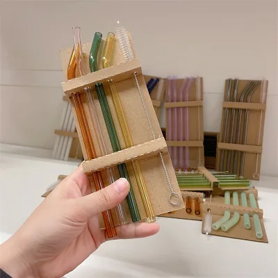 Reusable Wholesale Borosilicate Straight Glass Straw Recyclable Colorful Drinking Glass Straw for Cold Drinking