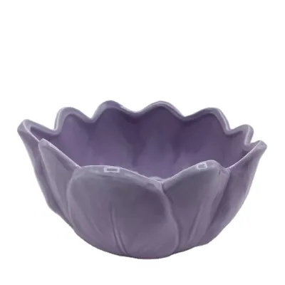 Purple Flower Petal Shaped -8oz Ceramic Soy Candles Jar