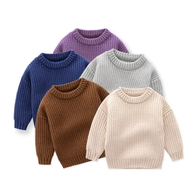 Baby Sweater Loose Crew-neck Pullover for Girls and Boys 2024 Autumn/Winter Baby Sweaters for Children