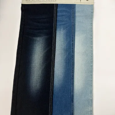 11Oz Special Deep Blue Light Grey Green Denim Fabric Soft Stretch Raw Denim China Factory Direct GRS Certified Sample