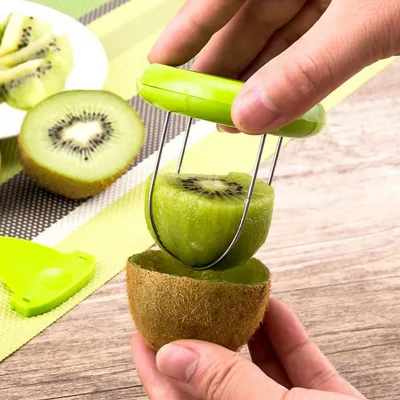 3 in 1 Functions Kiwi Fruit Cutter Peeler Plastic Peeling Cutting Slicer Tool