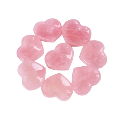 Natural Heart Crystals Love Shaped Pocket Polished Stones Heart Healing Crystal Stones for Gifts Chakra Reiki Yoga Meditation