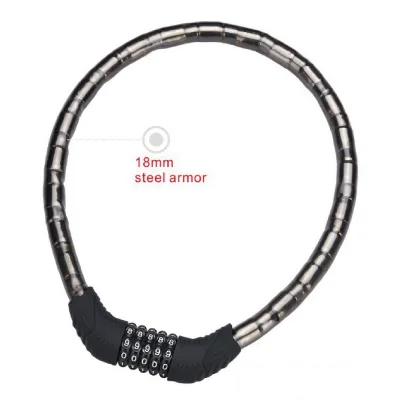 Steel Bike Lock Combination Flexible Travel Chain Joint Padlock Custom 4-Digit