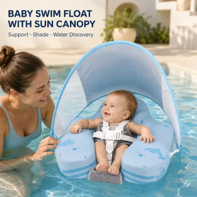 Baby Pool Float with Harness, Supportive Seat and Wide Sun Canopy for Private Label Programs