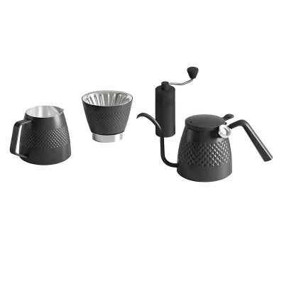 Akimta Stainless Steel Classic Eco-Friendly 600ml Gooseneck Drip Pot Manual Coffee Grinder Pour Over Coffee Set